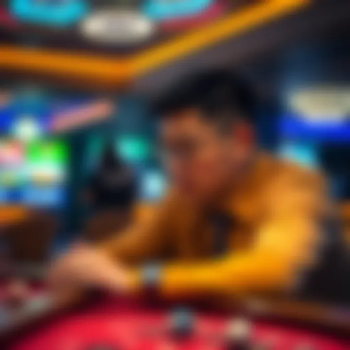 A focused player analyzing game strategies