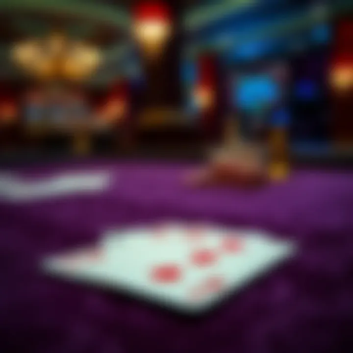 A close-up of playing cards on a velvet table
