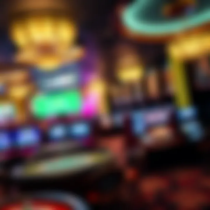 Vibrant casino interior with gaming tables