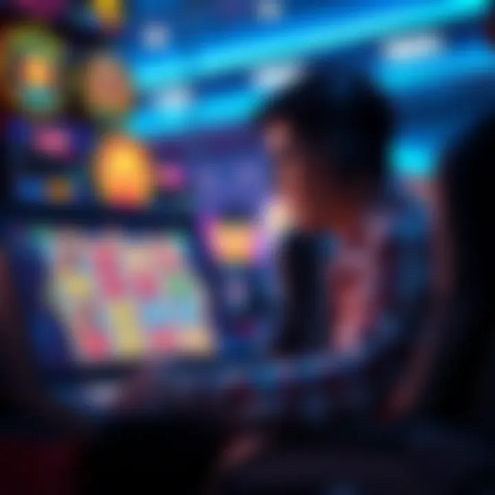 Interactive Gaming Experience User engaging with an online slot game on a device