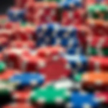 Diverse Betting Chips Collection An array of betting chips in vibrant colors representing various games
