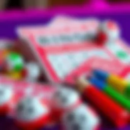 Bingo game featuring vibrant cards and colorful markers