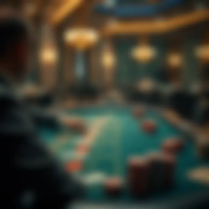 Player placing bets on a blackjack table