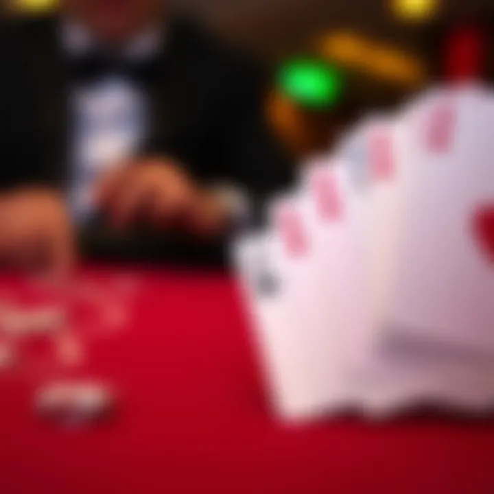 Close-up of cards in a blackjack game