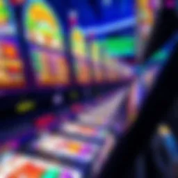 Vibrant slot machine display with colorful reels