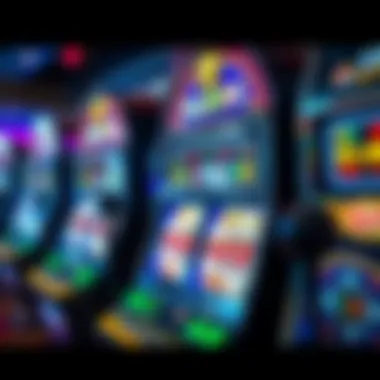 A vibrant slot machine with spinning reels