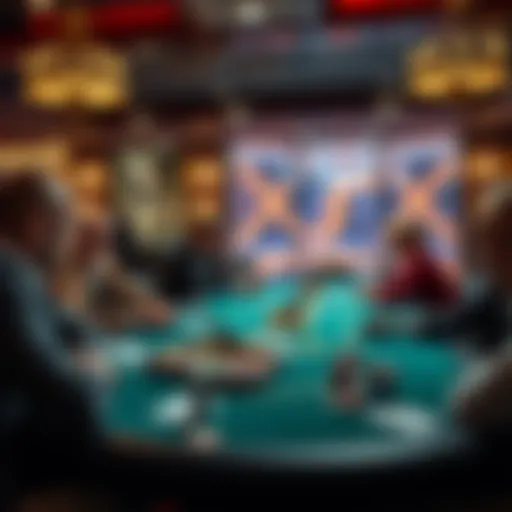 A captivating view of a poker table with players engaged in strategy