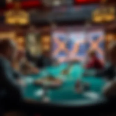 The Art of Poker: Strategy in Action A captivating view of a poker table with players engaged in strategy