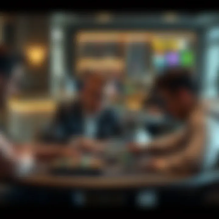 Strategic Poker Players Strategic players analyzing their options at a poker table.