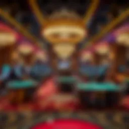 Elegant casino interior showcasing gaming tables