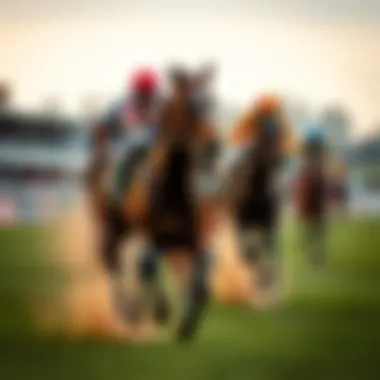 Thrill of the Race at Cheltenham Gold Cup An iconic moment capturing a horse in mid-race, embodying the thrill of competition.