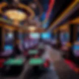 An intricate layout of a casino floor showcasing exclusive gaming areas