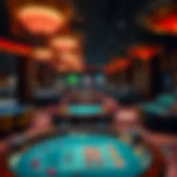 Intriguing visual of a casino floor showcasing various gaming tables.