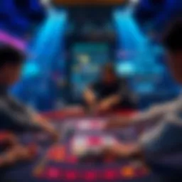 A digital poker table showcasing intense gameplay