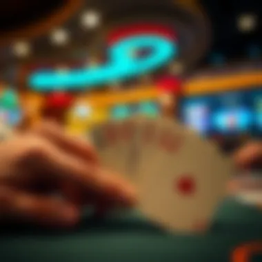 A close-up of game cards in a live dealer casino environment