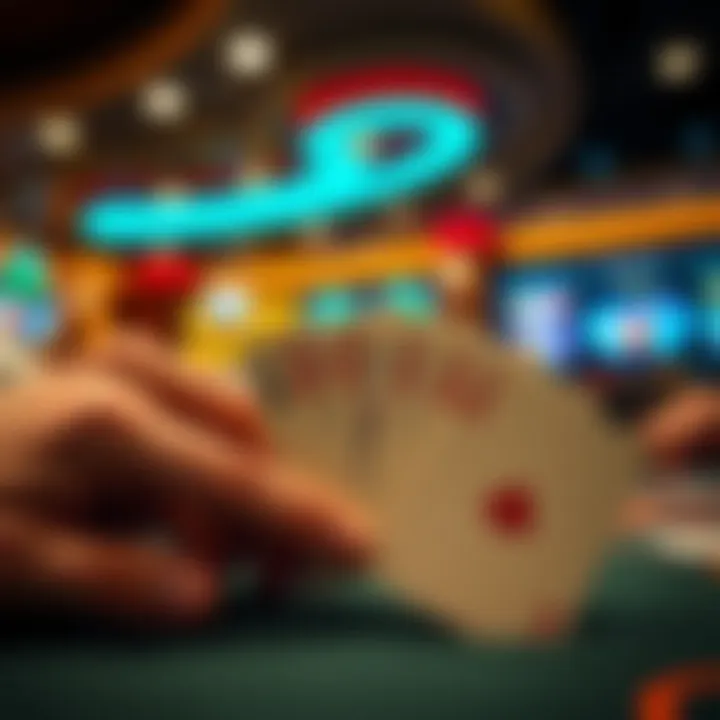 A close-up of game cards in a live dealer casino environment