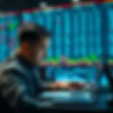Data Analysis in Betting An individual analyzing betting data on a laptop