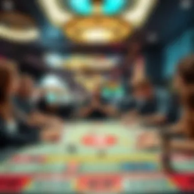Modern Monopoly Casino Experience A modern casino with players engaging in a Monopoly-themed game.
