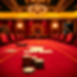 Elegant baccarat table with cards and chips