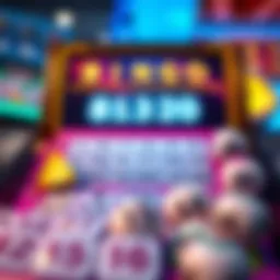 A vibrant online bingo game interface showcasing colorful cards and numbers.