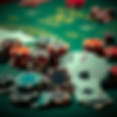 A collection of chips and cards emphasizing the game stakes