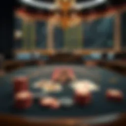 An elegant online blackjack table with cards and chips