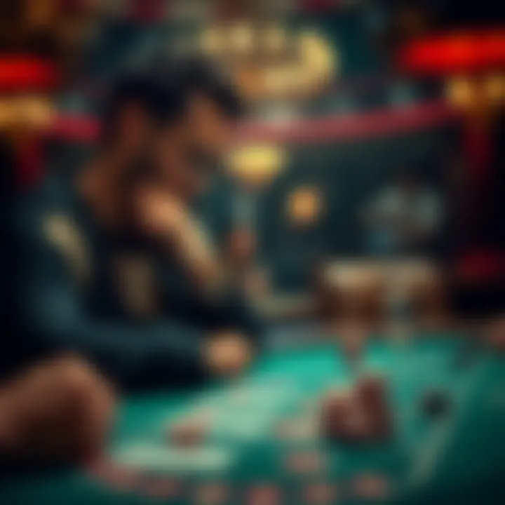 A player contemplating their next move in blackjack