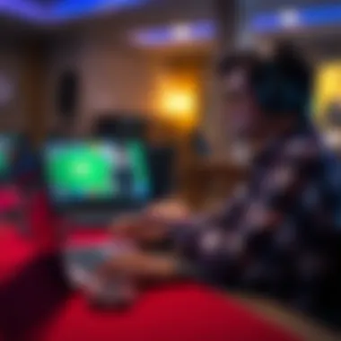 Strategic gaming session on a laptop