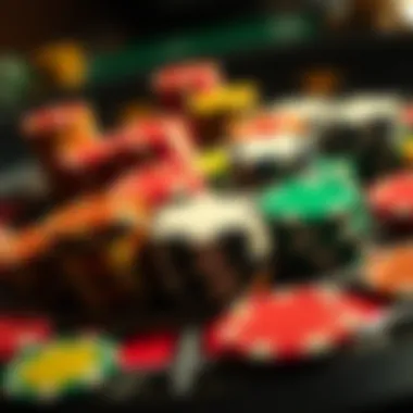 A diverse array of roulette chips in different colors