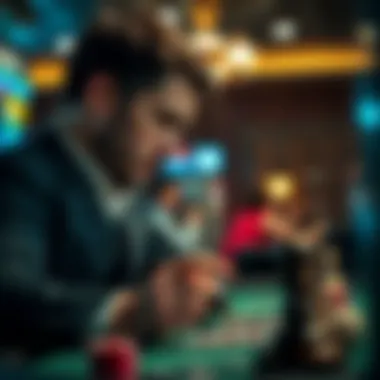 Player analyzing potential bets with focus