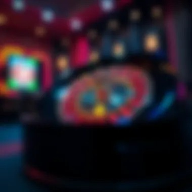 A virtual roulette wheel spinning with vibrant colors