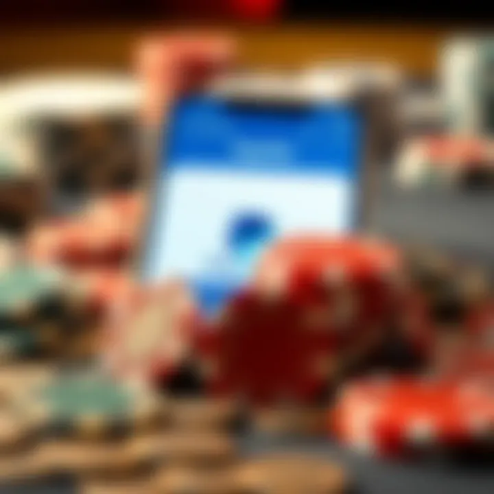 Casino chips and PayPal interface on a smartphone