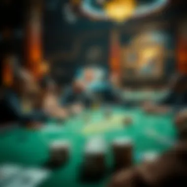 A Dynamic Environment of a Poker Game A vibrant poker table during a game
