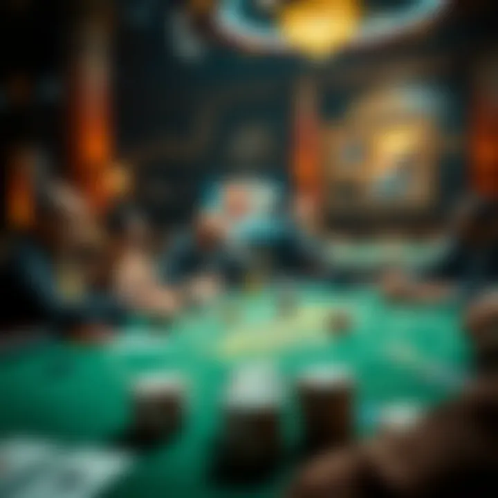 A Dynamic Environment of a Poker Game A vibrant poker table during a game