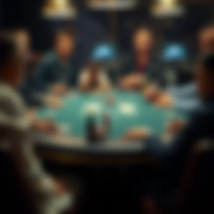 Strategic Poker Table Setup A strategic poker table setup with players
