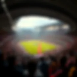 A stunning view of a football stadium filled with passionate fans during a Primera Division match