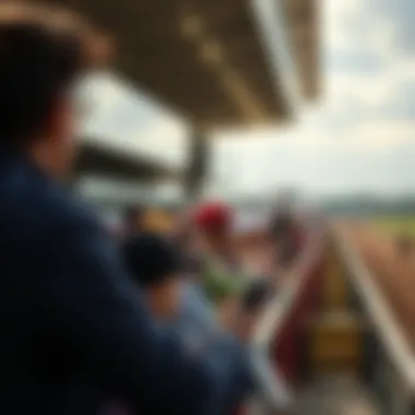 Excitement at the Racetrack Racetrack with cheering crowd