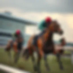 A majestic racehorse galloping on a track