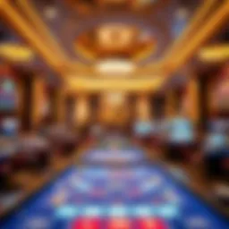 Elegant casino interior showcasing gaming tables and vibrant atmosphere