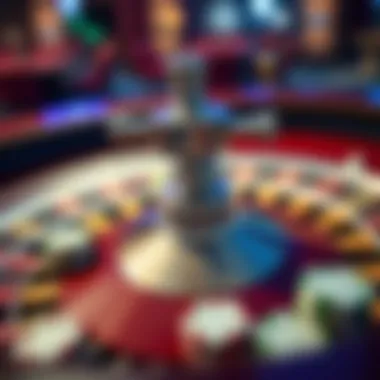 The Excitement of Roulette Close-up of a roulette wheel with chips placed around