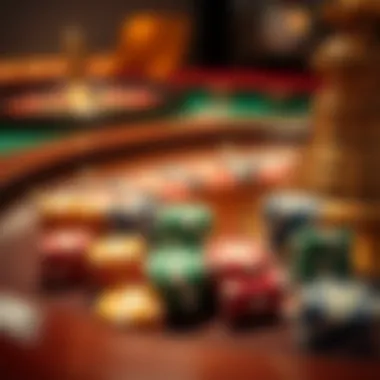 Various betting chips laid out on a roulette table