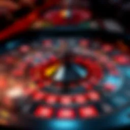 An intricate design of a roulette table showcasing various betting options and sections.