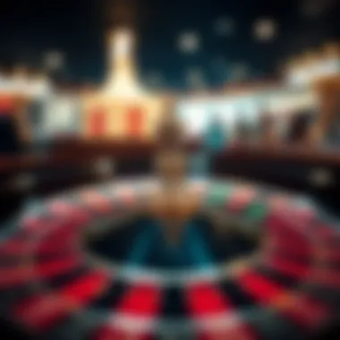 The Excitement of the Roulette Wheel An artistic interpretation of a roulette wheel in motion, conveying the excitement of the game.