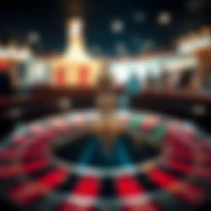 The Excitement of the Roulette Wheel An artistic interpretation of a roulette wheel in motion, conveying the excitement of the game.