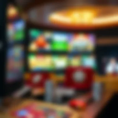 Diverse gaming options displayed on multiple screens