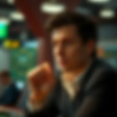 A thoughtful individual contemplating betting strategies